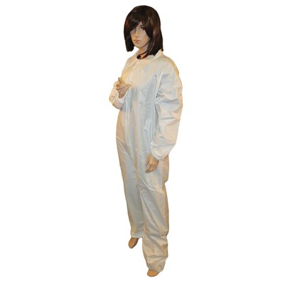 WHITE POLY COVERALL EL WR/ANK PK25